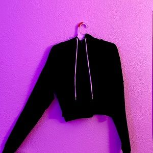 Black Crop top Hoodie for women, Sports or outgoing outfit for a day.